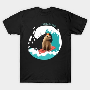 Capybara Vibes Beach Waves Capybara Wildlife Animal T-Shirt